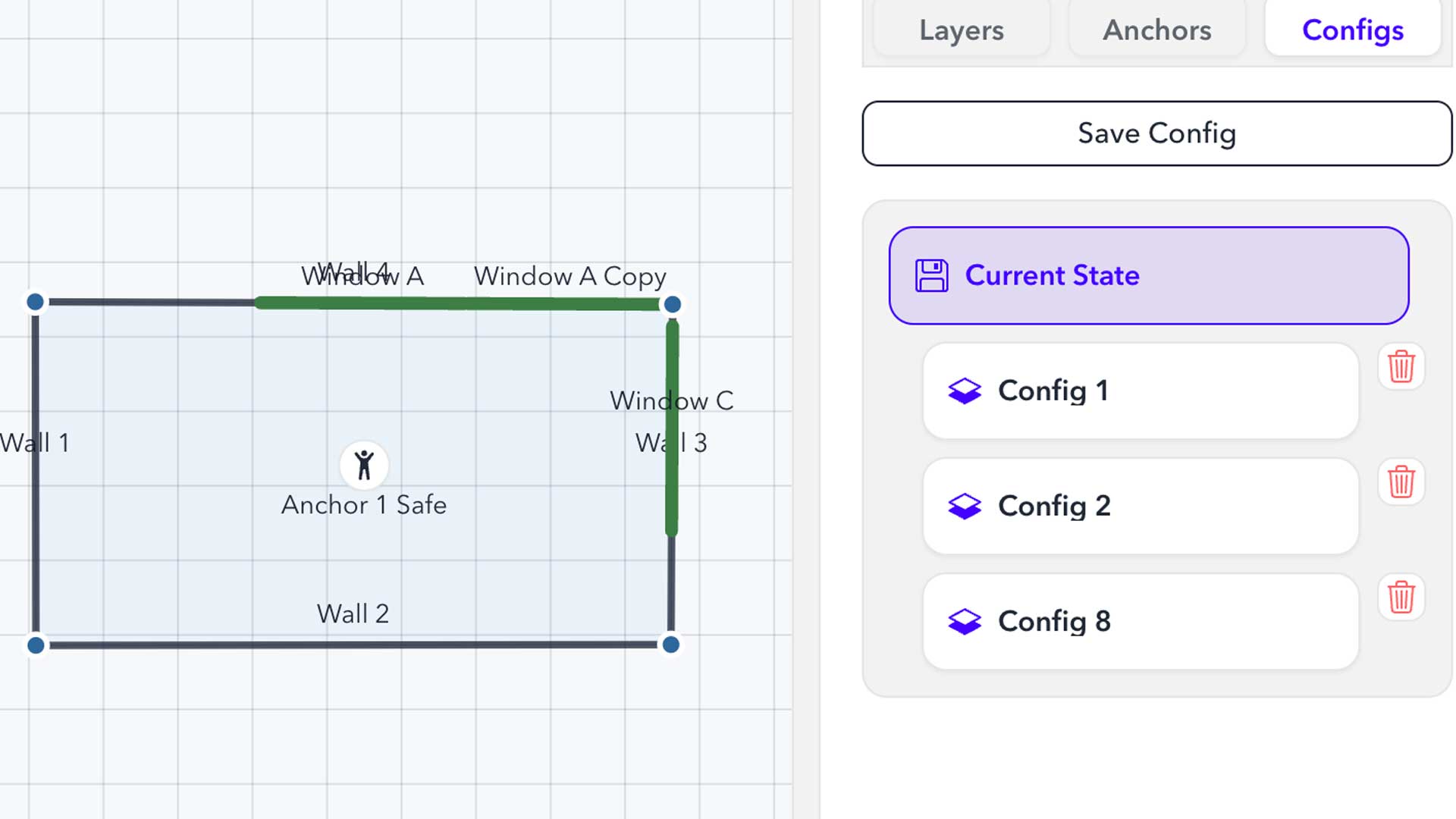 Clipped image of Space Builder's workflow. This image shows the iterative functionality of our config states.