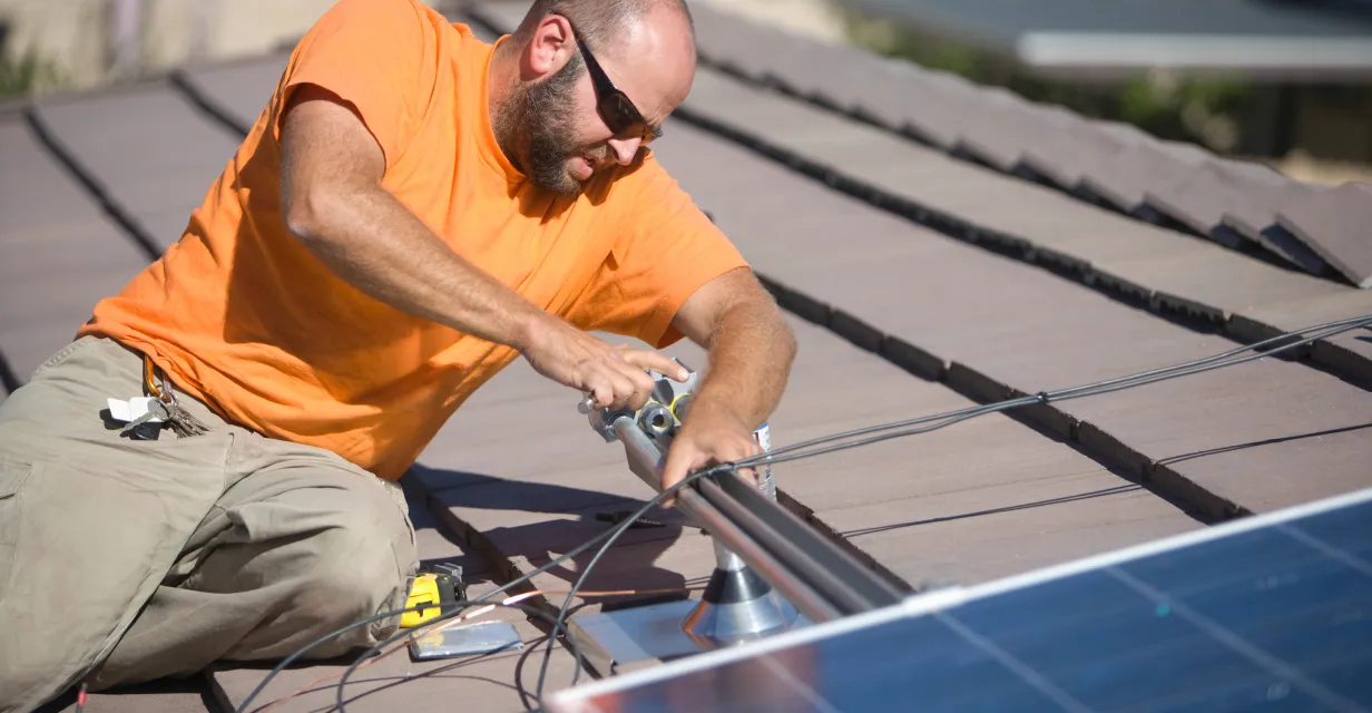 solar panel worker