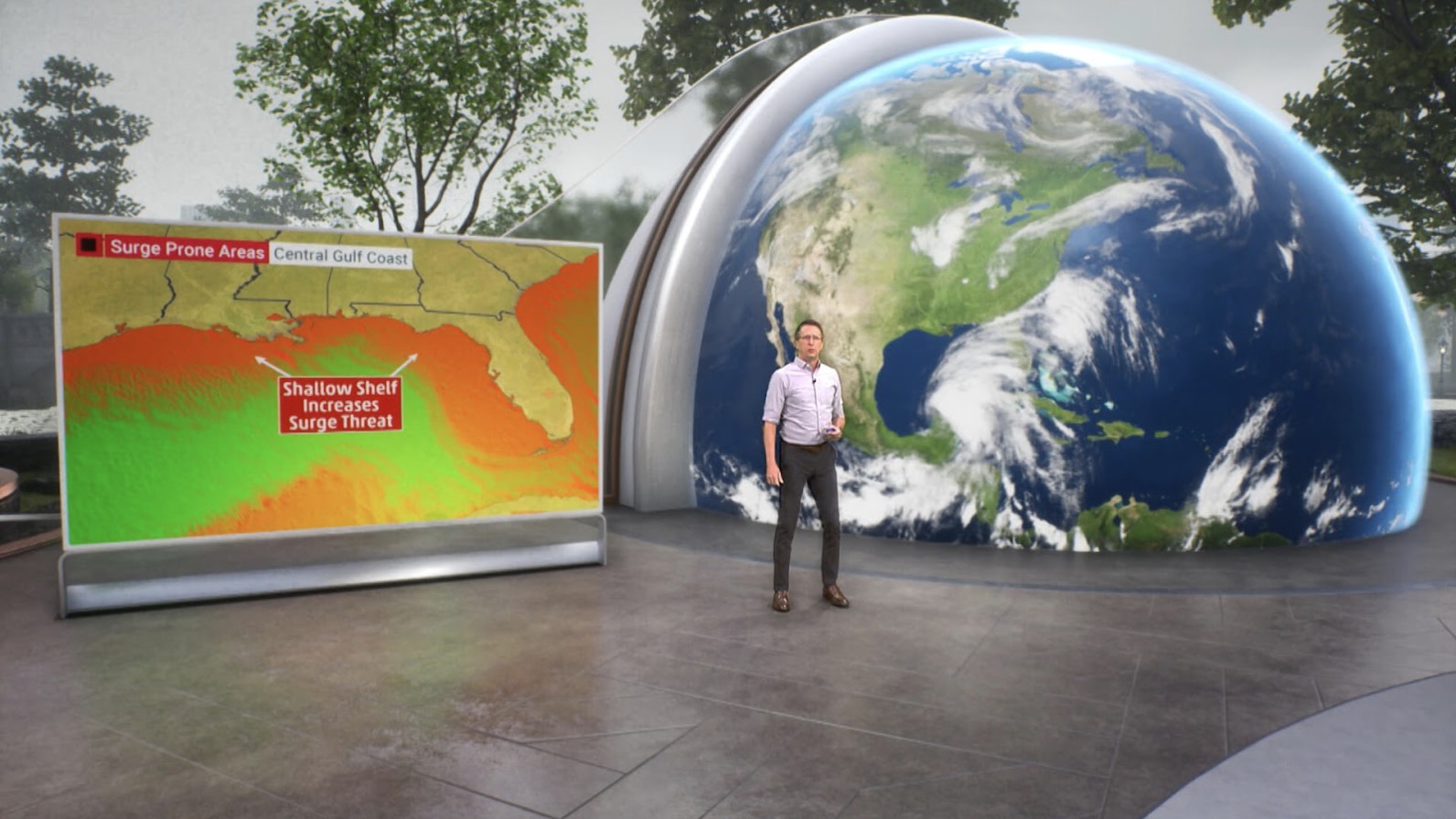 An image of a weather channel stage setup.