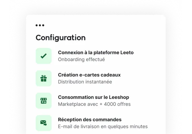 Gestion et configuration des avantages salariés sur la plateforme CSE Leeto. Création des cartes cadeaux, consommation sur la billetterie et réception des commandes. 