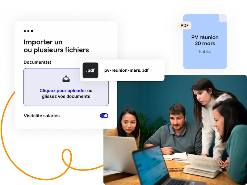 Communication CSE : partage des actualités CSE et procès verbaux de réunion aux salariés depuis la plateforme Leeto. 