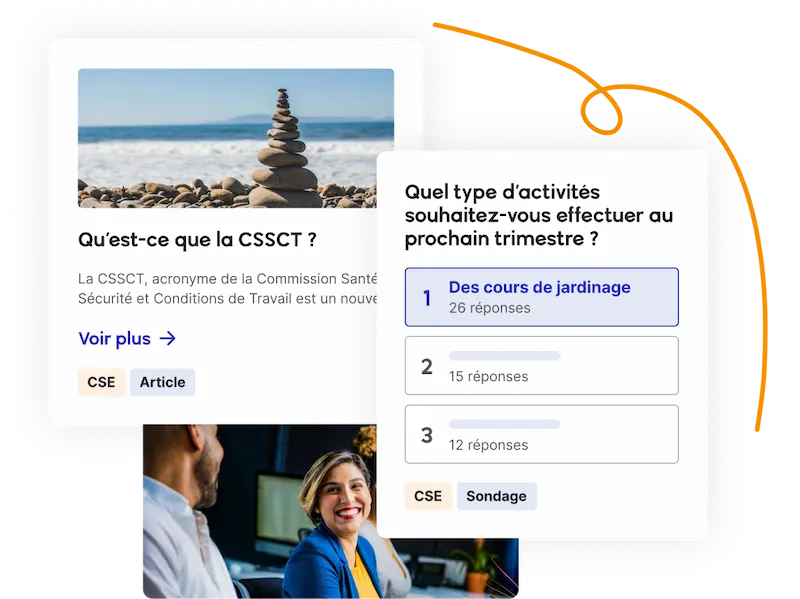 Module de communication CSE Leeto : partage d'actualités CSE, sondages et organisation d'événements.
