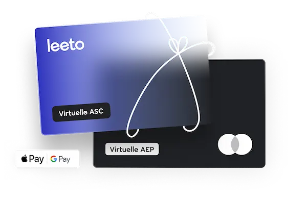 Cartes bancaires CSE virtuelles pour vos budgets AEP et ASC. Compatibles avec Apple Pay et Google Pay
