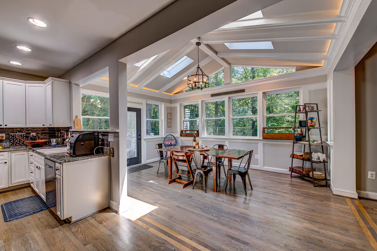Spacious and light-filled sunroom addition in Vienna, VA, crafted by Steadfast Construction's expert sunroom builders in Northern Virginia.