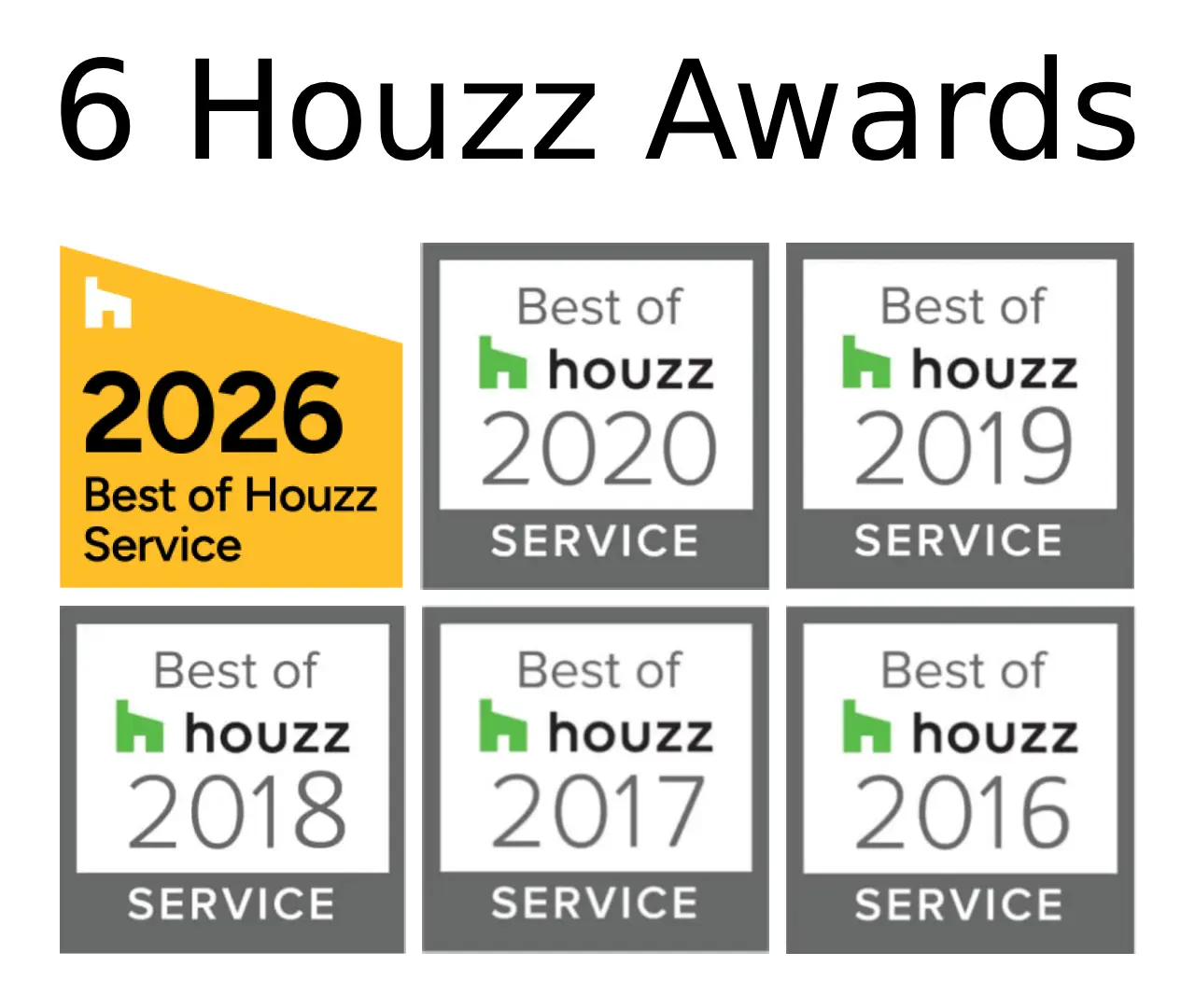 Steadfast awarded "Best of" Houzz Service Award 6 Times
