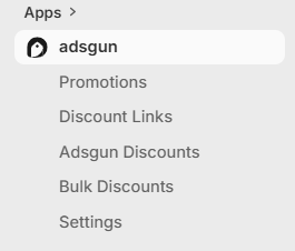 Adsgun app setup interface in Shopify admin