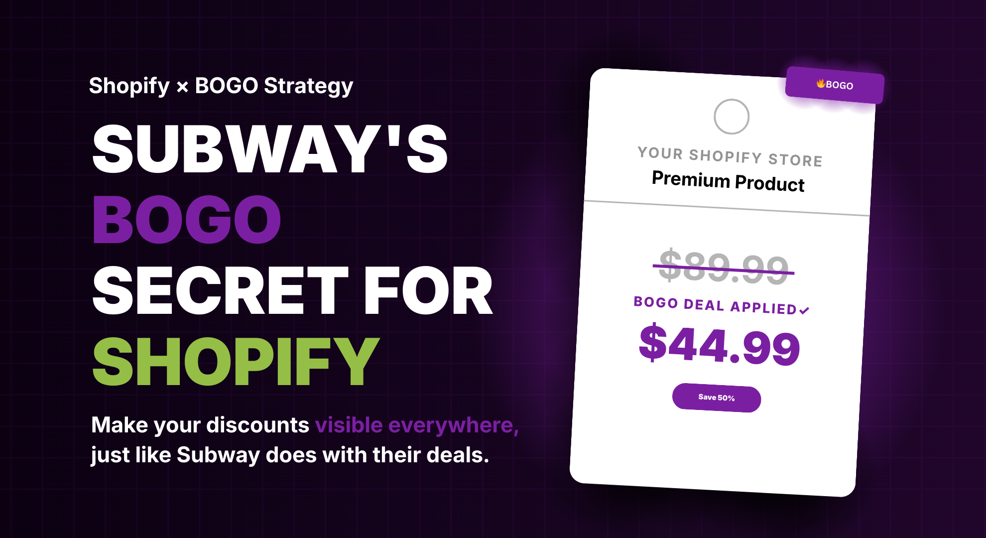 Subway BOGO pricing strategy for Shopify — visible discounts boost sales 20 percent