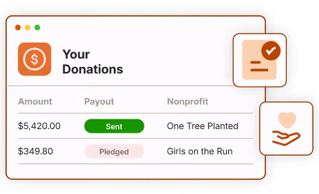 The Donations dashboard in Change helps you track donations made to nonprofits.