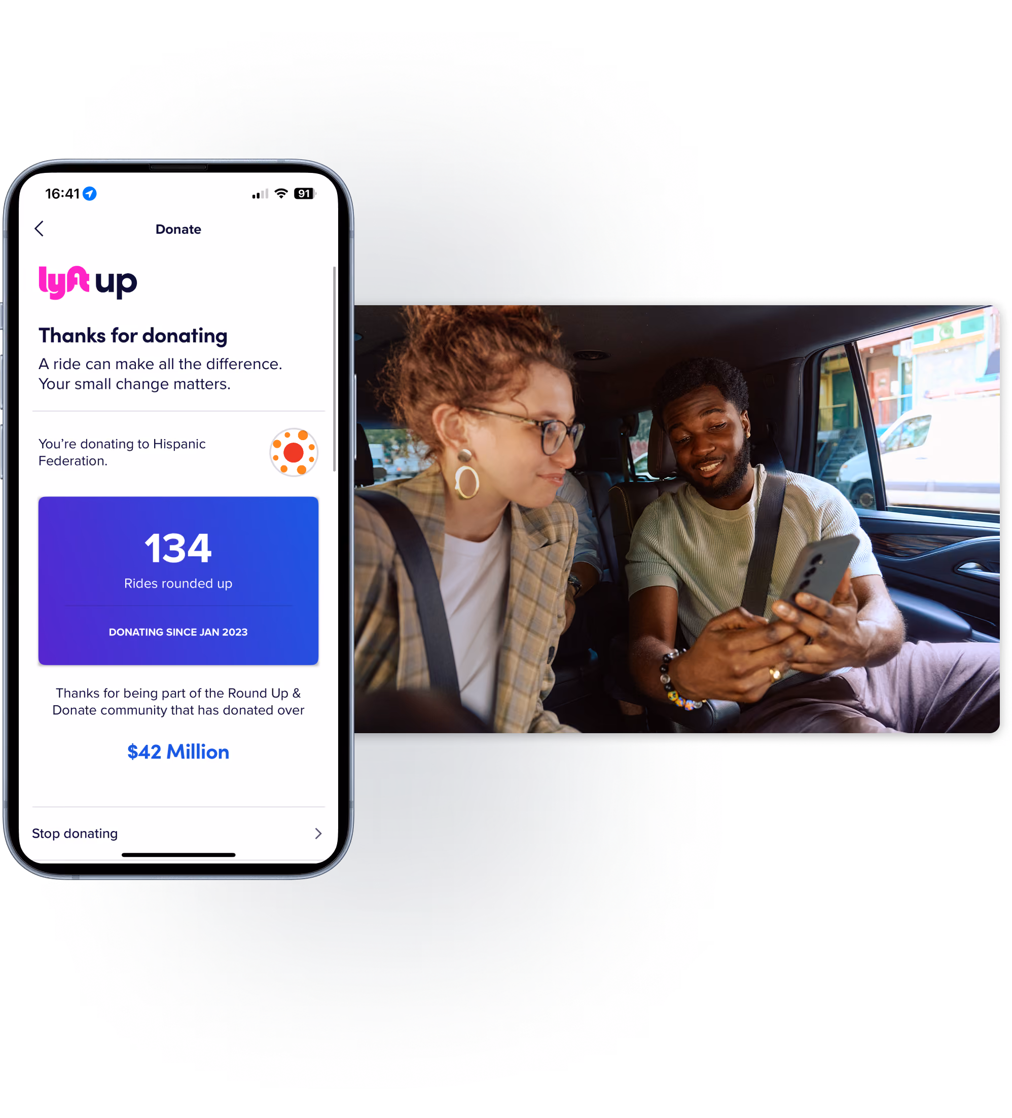 Lyft round-ups, powered by Change.