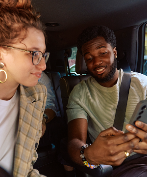 Two people in the car