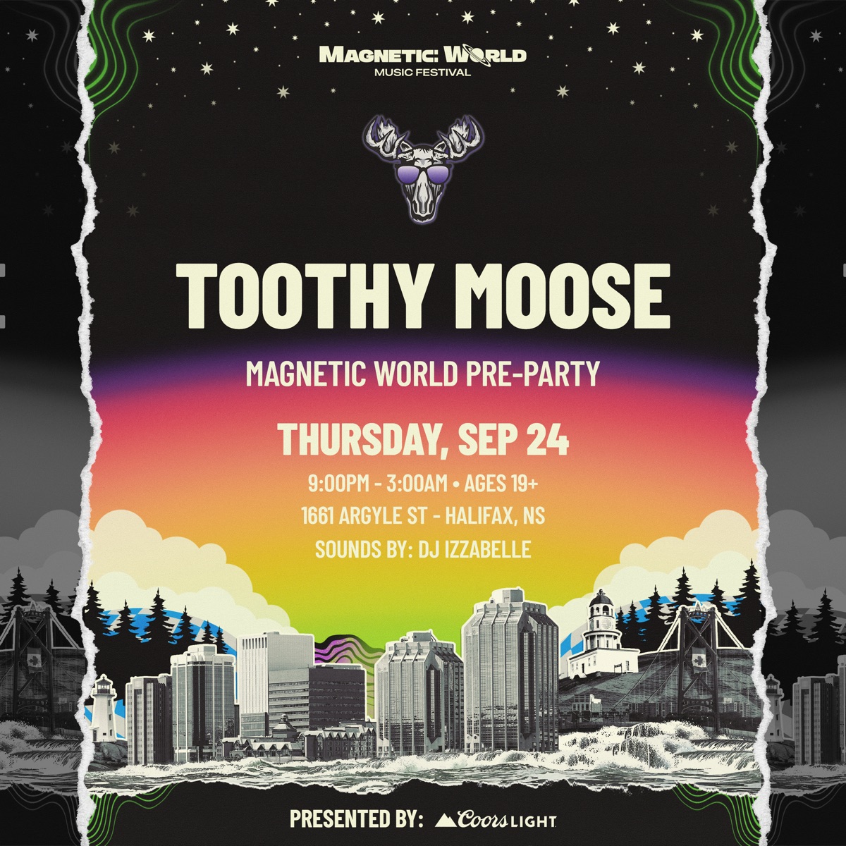 Toothy Moose Magnetic World Pre-Party, Thursday Sept 24, sounds by DJ Izzabelle