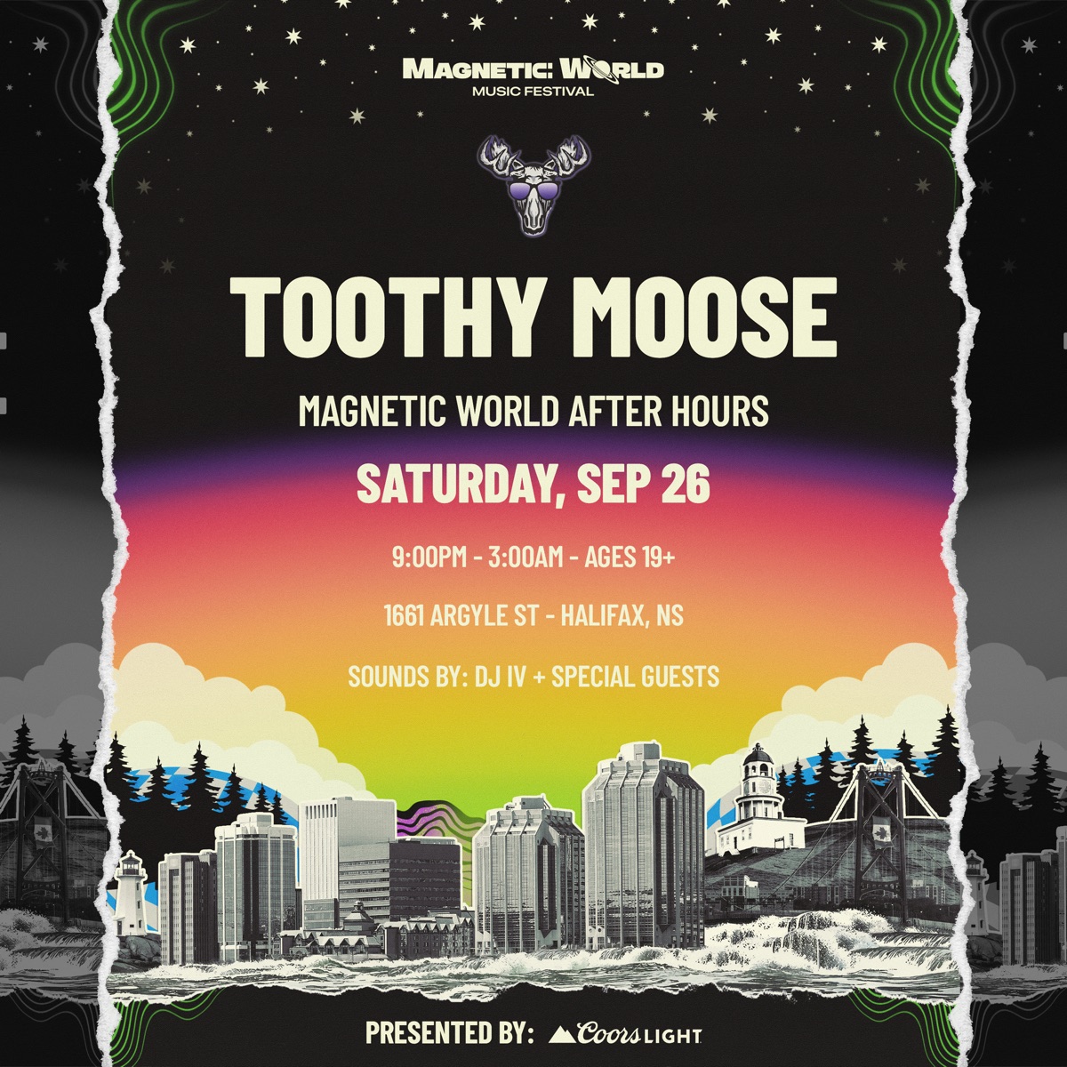 Toothy Moose Magnetic World After Hours, Saturday Sept 26, sounds by DJ IV plus special guests