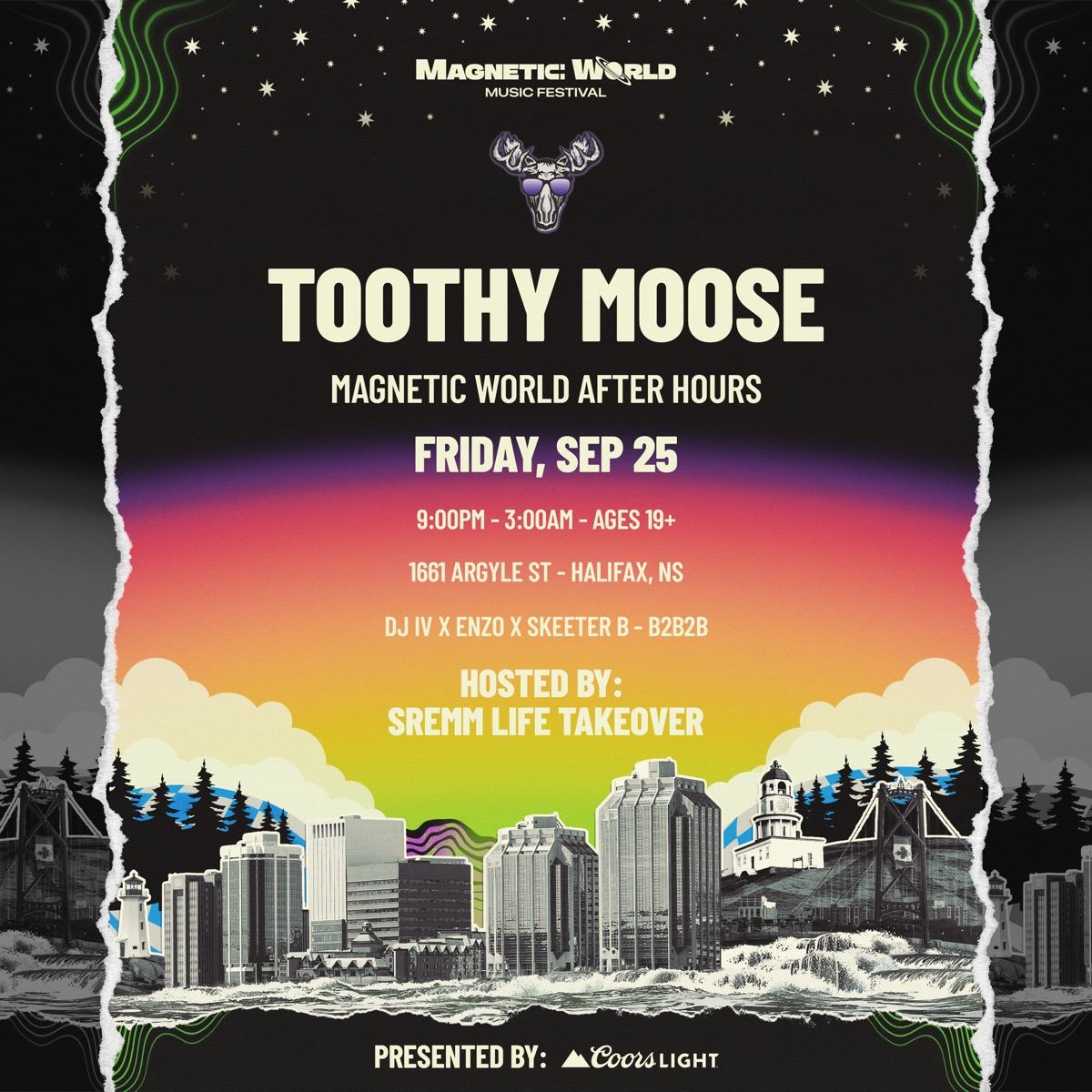 Toothy Moose Magnetic World After Hours, Friday Sept 25, DJ IV x ENZO x SKEETER B