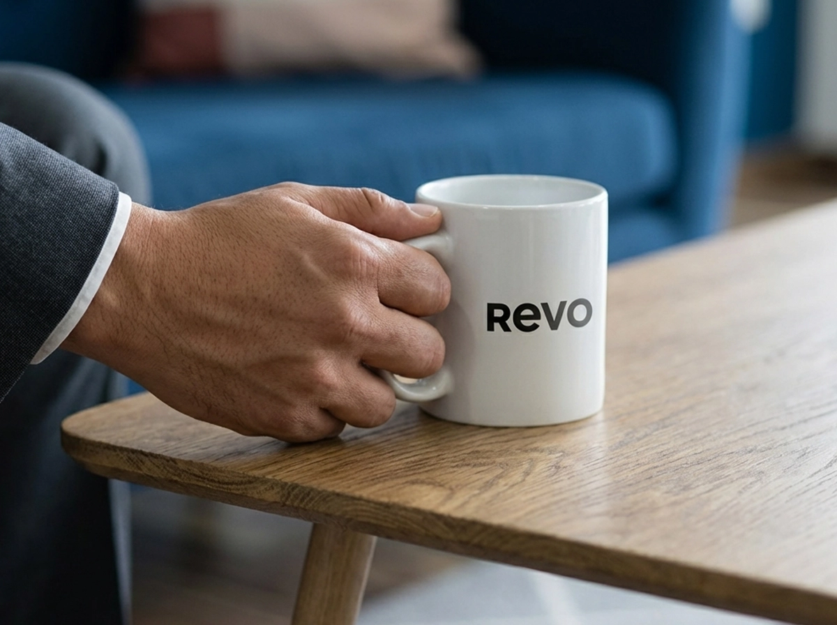 taza con logotipo de Revo300