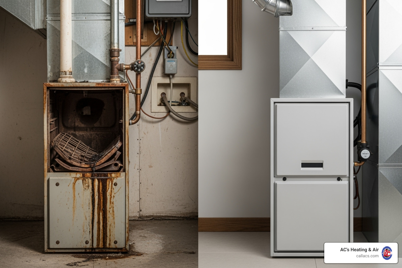 table comparing the costs and benefits of furnace repair versus replacement - Furnace not warming house