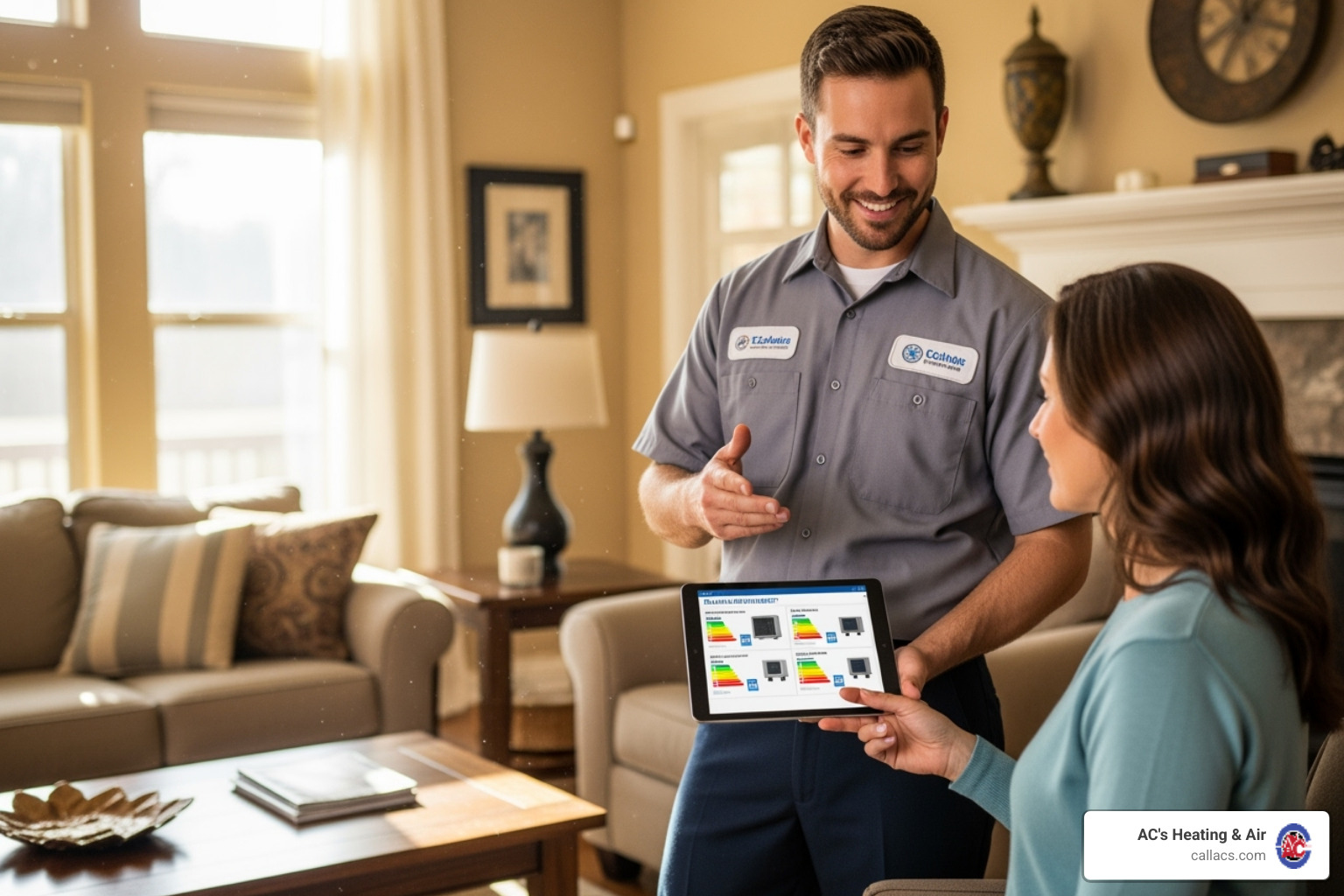 Technician providing a quote to a homeowner in an Orlando-area home - typical cost to replace ac unit