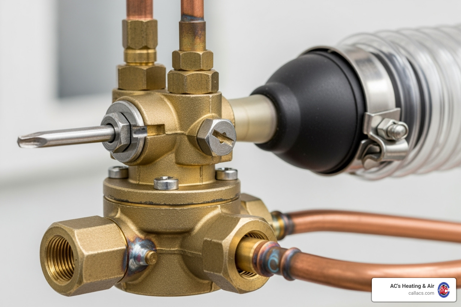 Close-up of a thermostatic expansion valve (TXV) - ac unit valve replacement