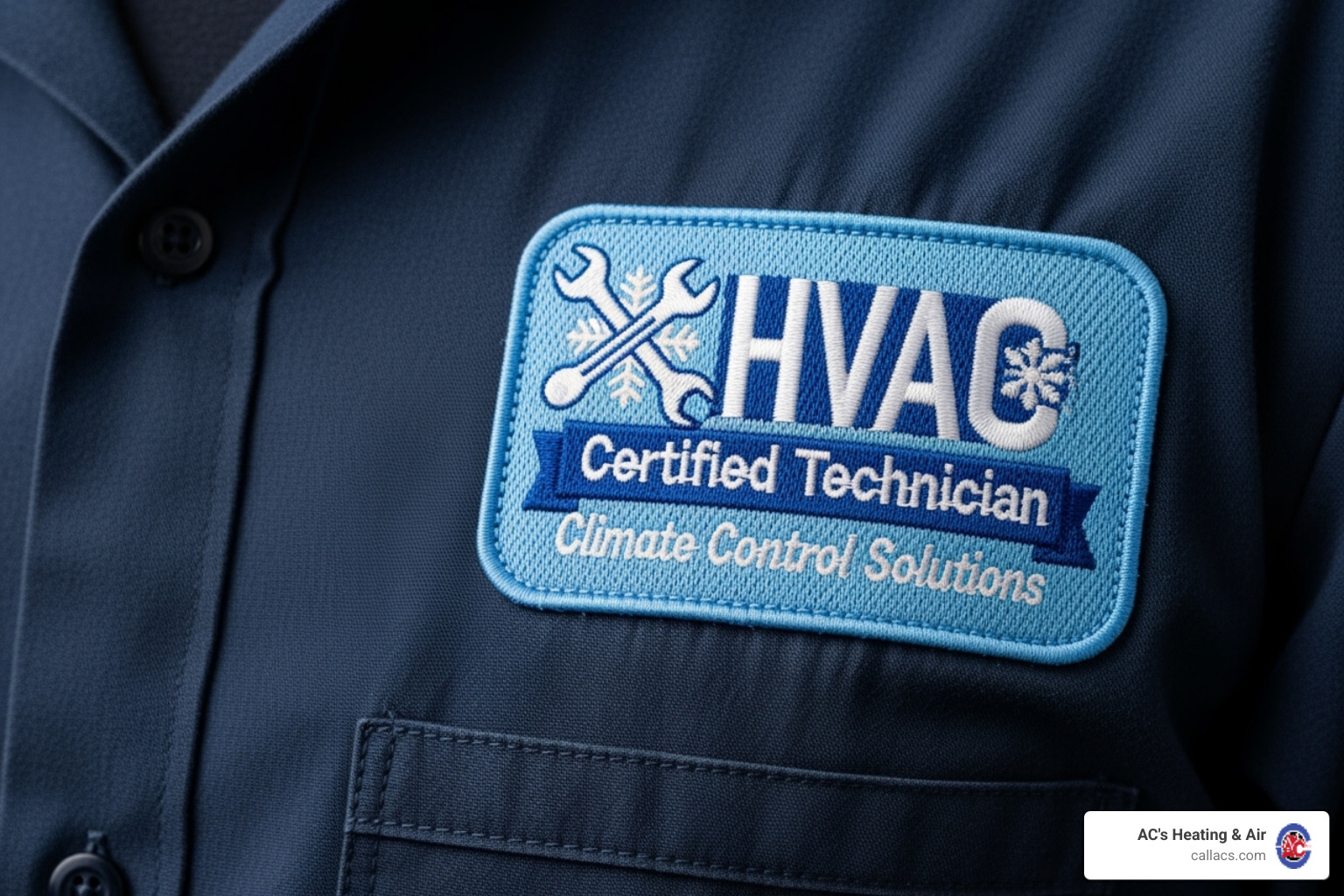 Certified technician's badge on uniform - 24 hour AC Orlando