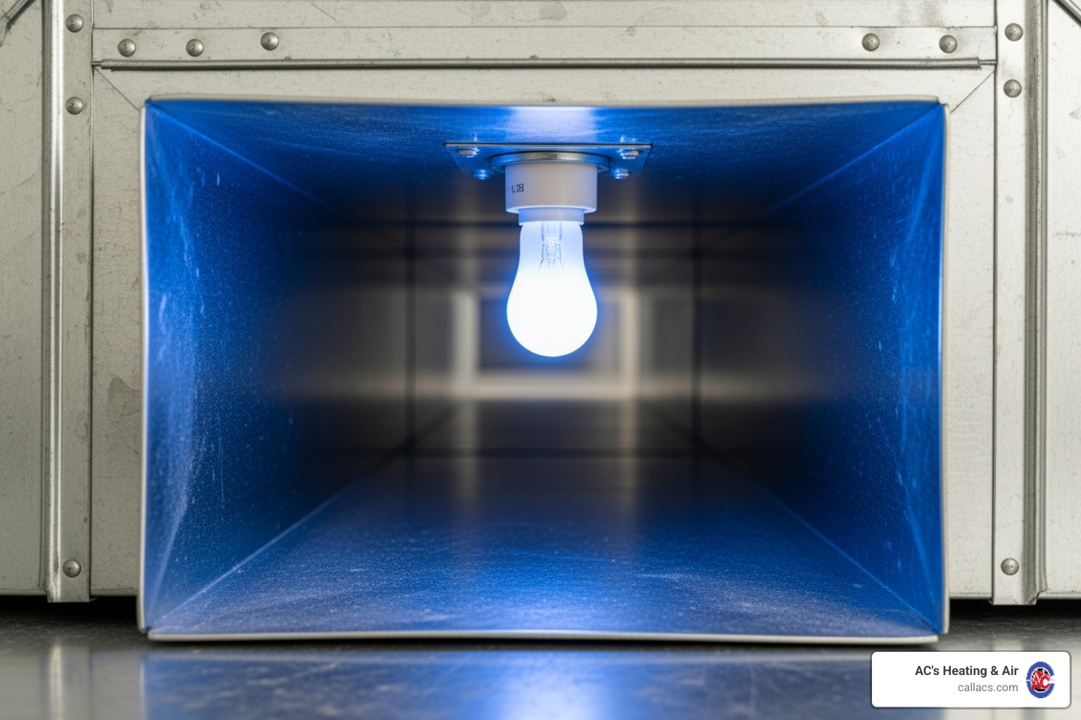 UV light installed inside an HVAC duct system - whole house air purifier with uv light
