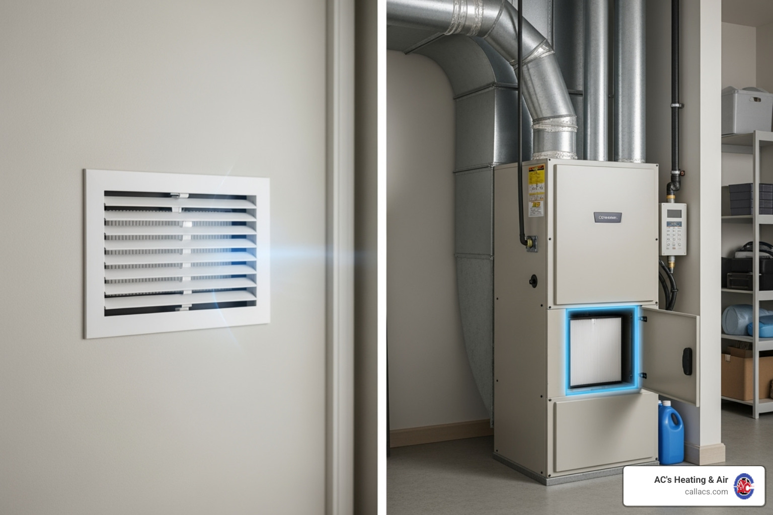 showing common filter locations like a return air vent and an air handler unit - how to replace hvac filter