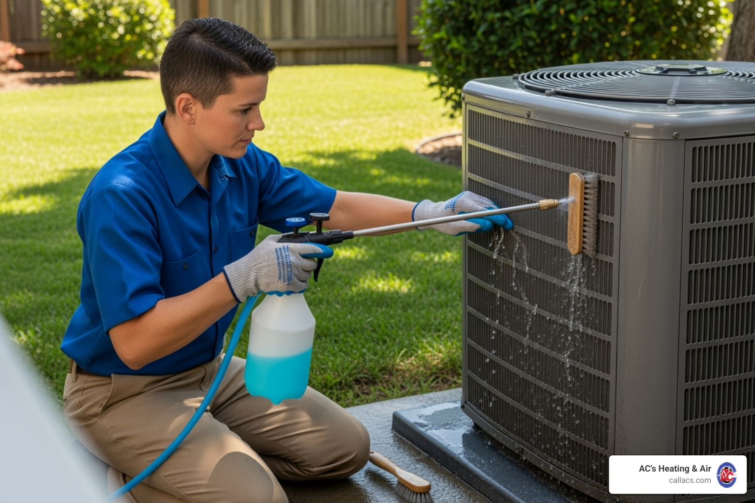 A technician cleaning an outdoor AC unit - 24 hour air conditioner repair orlando A technician cleaning an outdoor AC unit - 24 hour air conditioner repair orlando