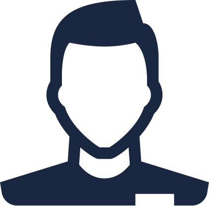 Silhouette of a person with short hair and no facial features.