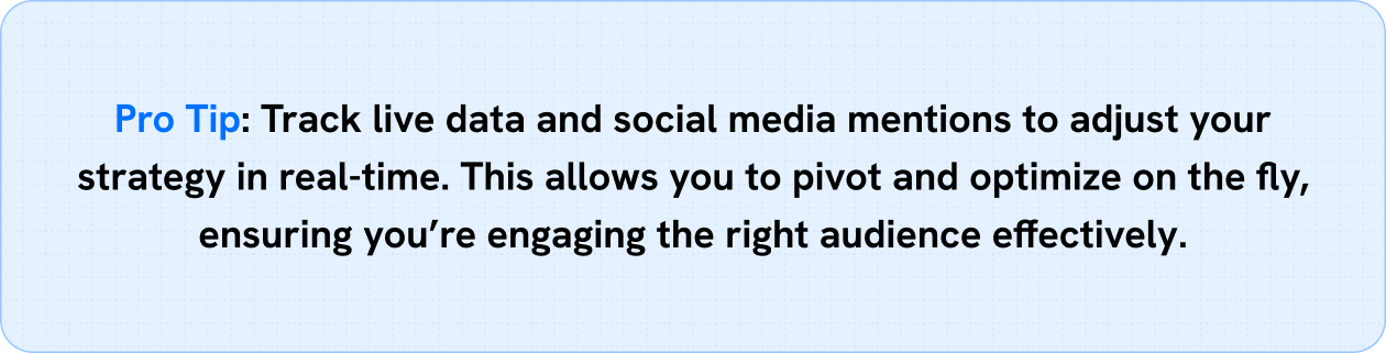 Pro Tip: Track live data and social media mentions to adjust your strategy in real-time. 