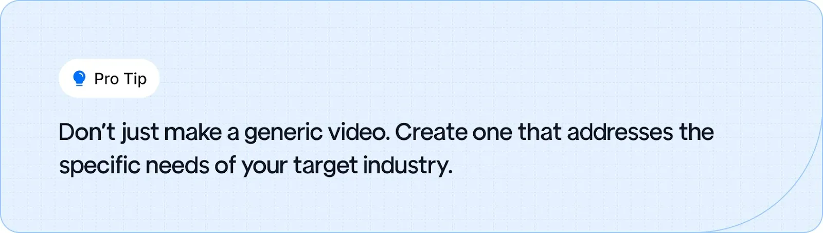 Tip advising manufacturers to create industry-specific videos rather than generic ones to engage target audiences effectively.