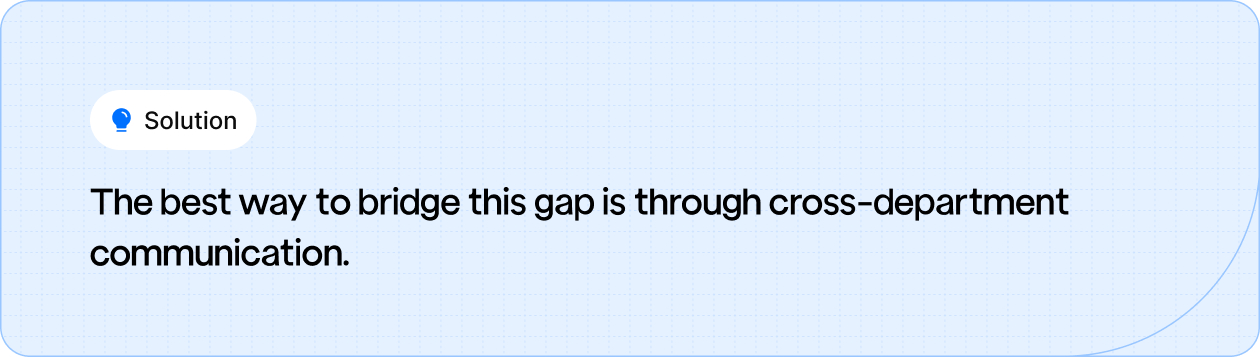Solution: Bridge the gap with effective cross-department communication.