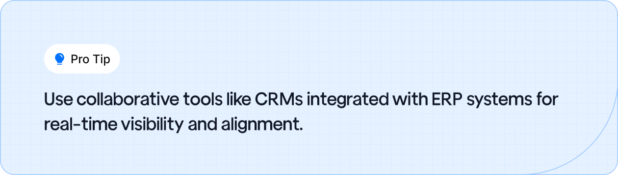Enhance team collaboration with CRMs integrated with ERP systems for better visibility and alignment.