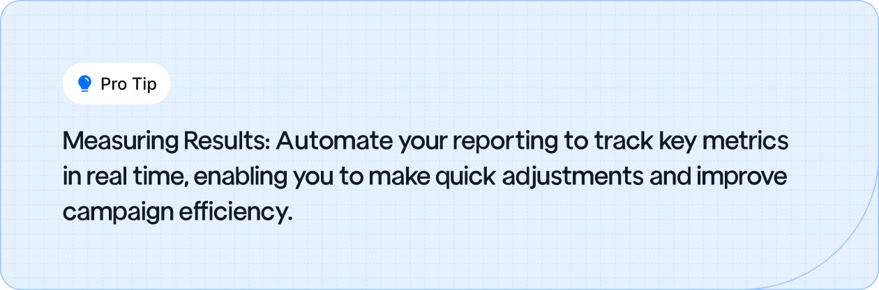 Pro tip: Automate reporting to track key metrics in real time for quicker adjustments and improved campaign efficiency.