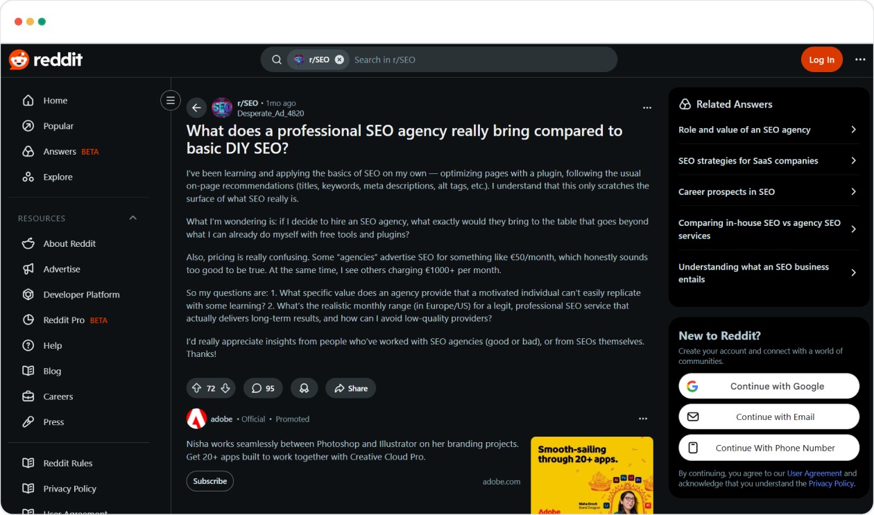 Reddit thread, users agreed that while anyone can handle basic SEO, true progress comes from consistent execution and data-backed strategy.