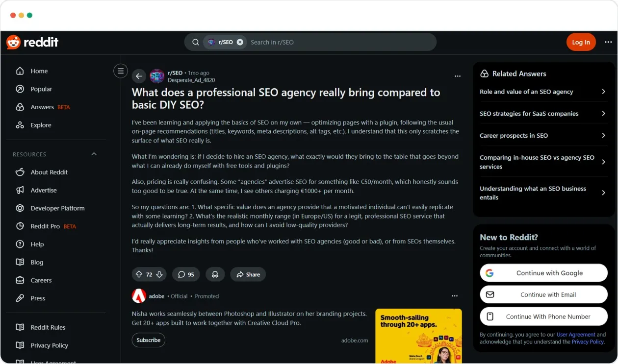 Reddit thread, users agreed that while anyone can handle basic SEO, true progress comes from consistent execution and data-backed strategy.