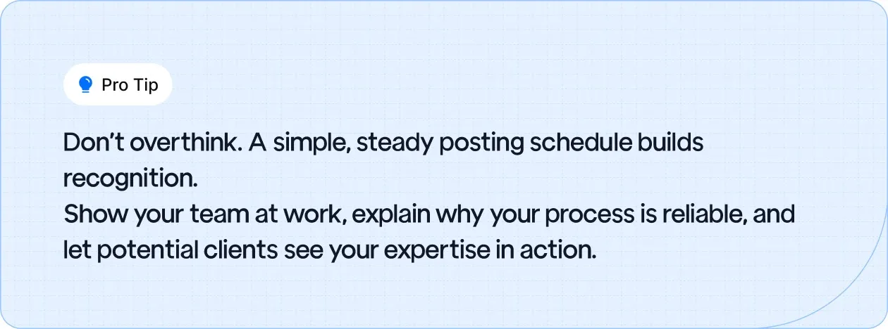 Pro Tip: Simple and steady posting build recognition.