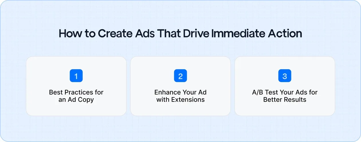 Creating PPC ads that speak to customers' immediate needs and urgency, using ad extensions and A/B testing to improve performance and drive more action.