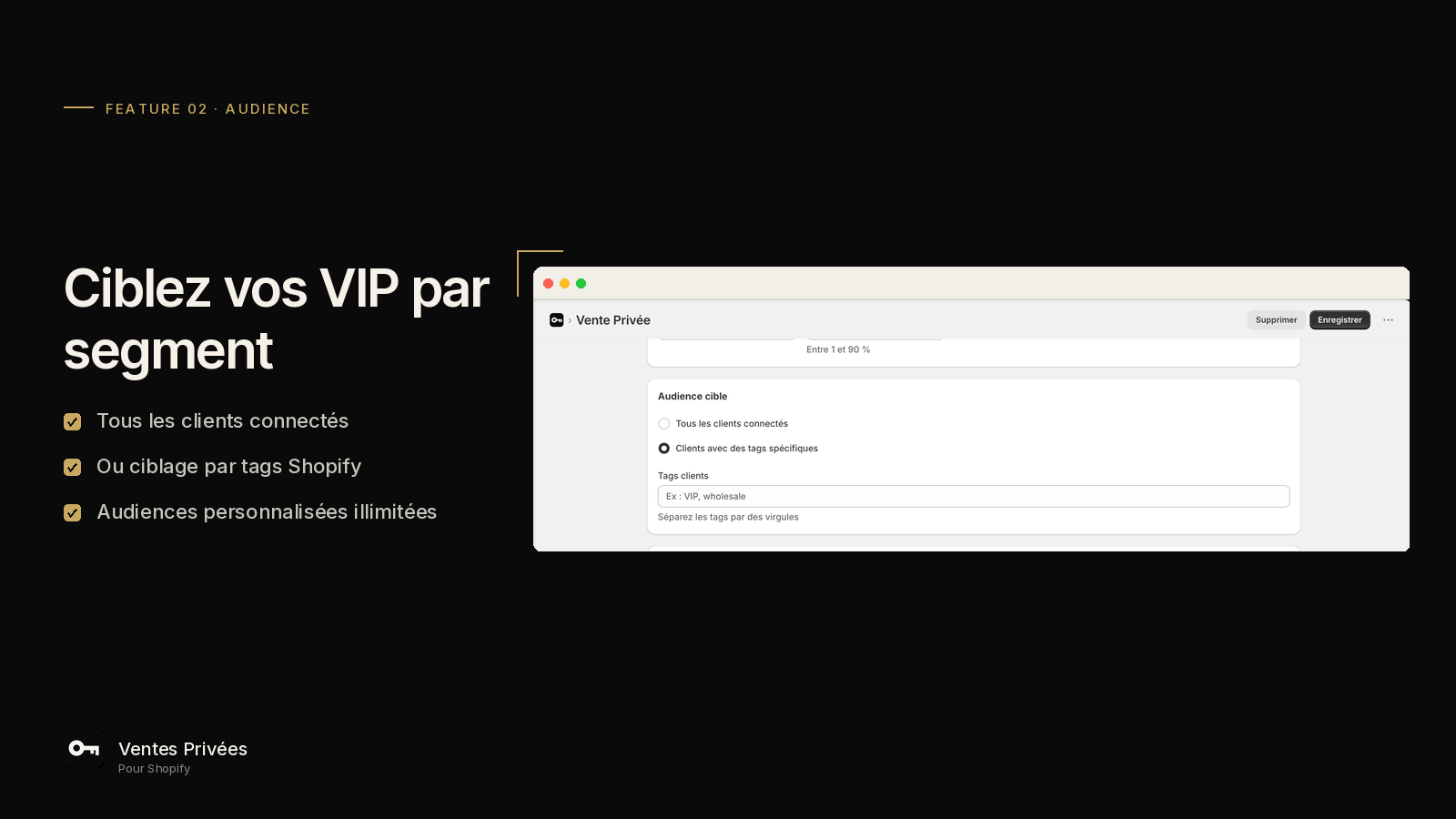 Cibler les clients VIP par tags Shopify ou segments