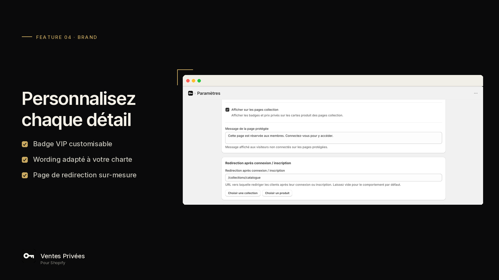 Personnaliser le badge, le wording et la redirection à votre charte