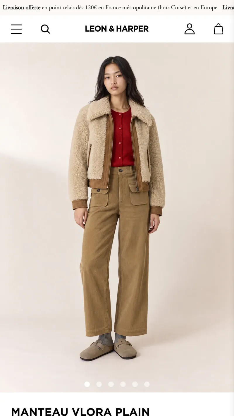 Fiche produit de la boutique Leon & Harper, version mobile