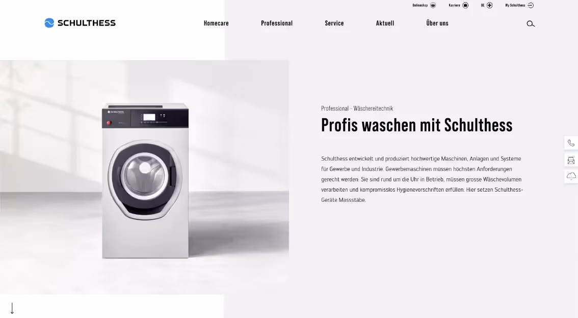 Schulthess Website Profi Waschmaschine – Webagentur Zürich Rosarot