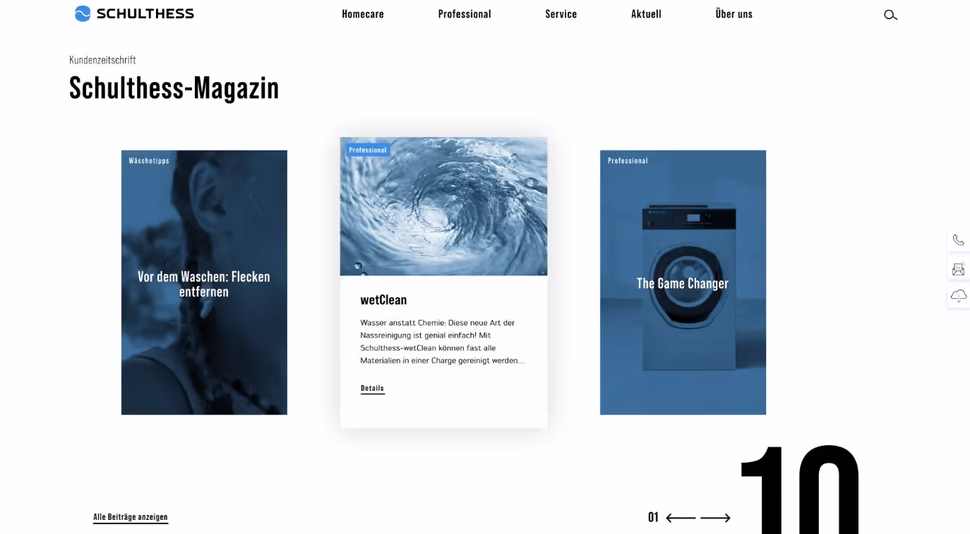 Schulthess Website Magazin Seite – Webagentur Zürich Rosarot