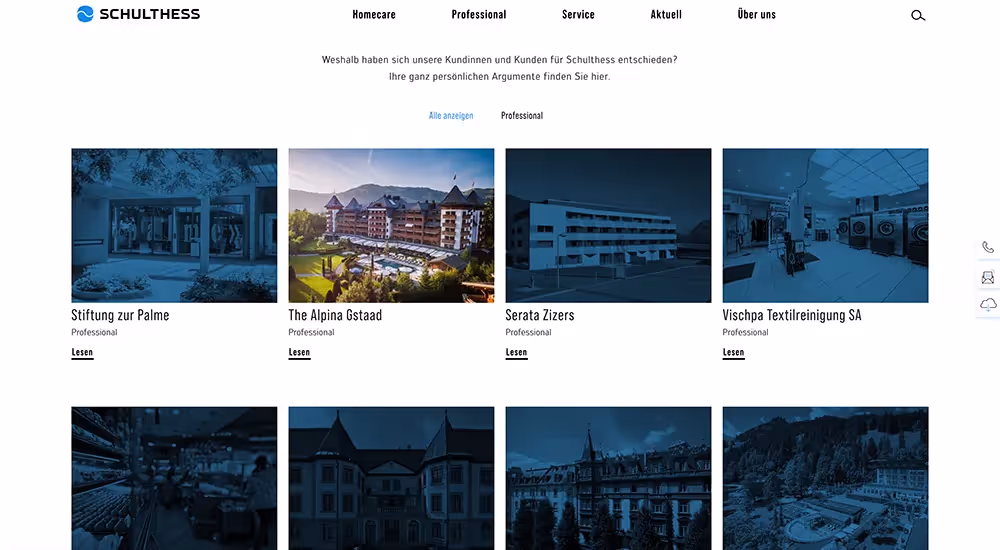 Schulthess Website Blogseite – Webagentur Zürich Rosarot
