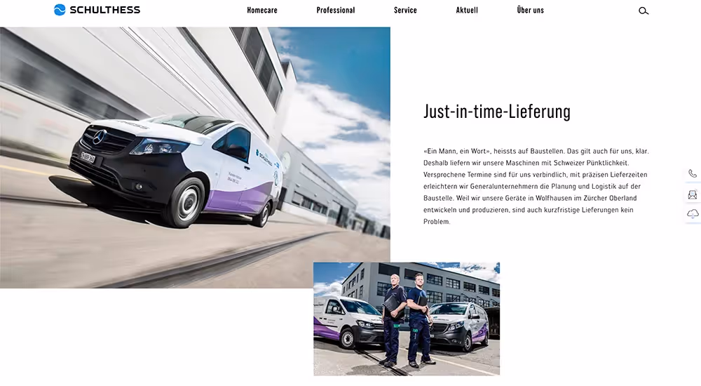 Schulthess Website mit Firmenwagen beklebt – Werbeagentur Zürich Rosarot