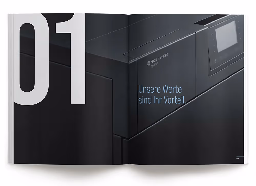 Schulthess Katalog Seite eins schwarz – Werbeagentur Zürich