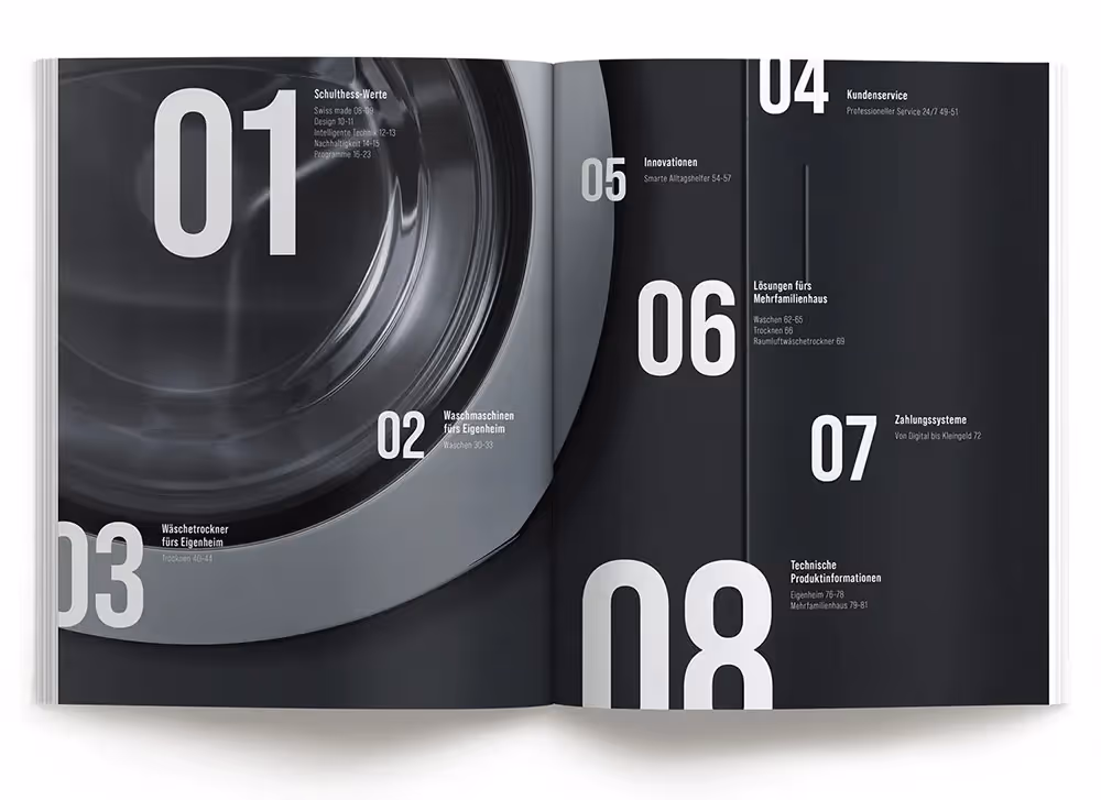 Schulthess Katalog schwarze Trommel – Werbeagentur Zürich