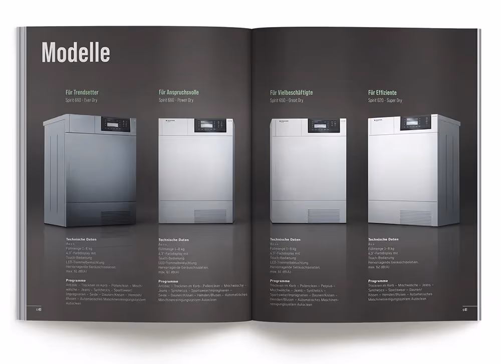 Schulthess Katalog mit vier Wäschetrockner – Werbeagentur Zürich