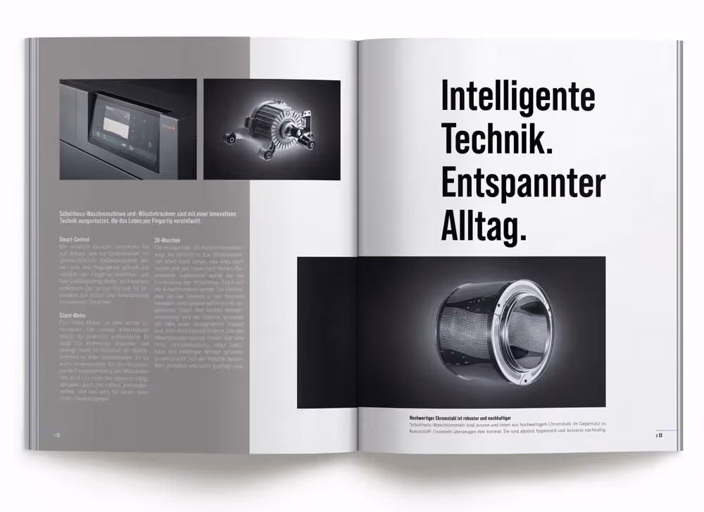Schulthess Katalog mit trommel – Werbeagentur Zürich
