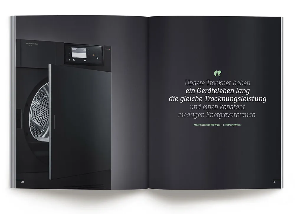 Schulthess Katalog mit schwarzem Tumbler – Werbeagentur Zürich