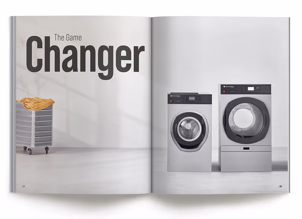 Schulthess Katalog mit Industriewaschmaschinen – Werbeagentur Zürich