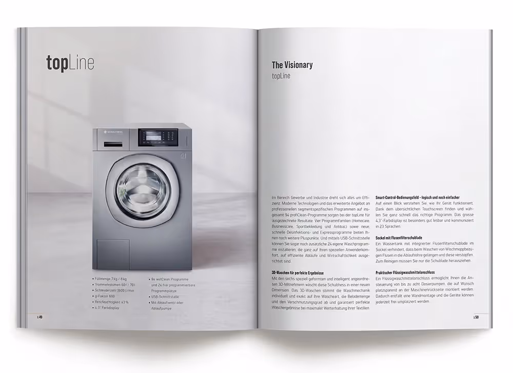 Schulthess Katalog Waschmaschine Topline – Werbeagentur Zürich