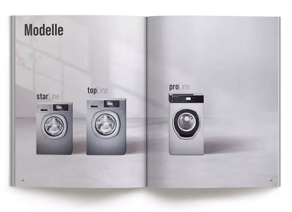 Schulthess Katalog mit drei Waschmaschinen – Werbeagentur Zürich